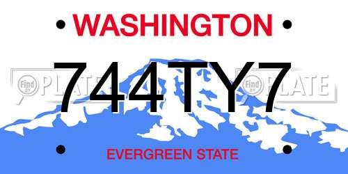 744TY7 Washington License Plate