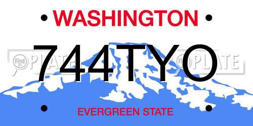744TYO Washington License Plate