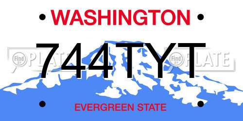 744TYT Washington License Plate