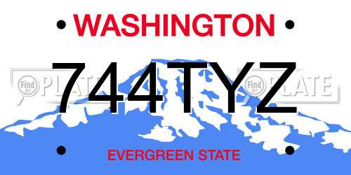 744TYZ Washington License Plate