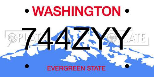 744ZYY Washington License Plate