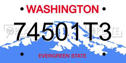 74501T3 Washington License Plate