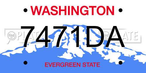 7471DA Washington License Plate