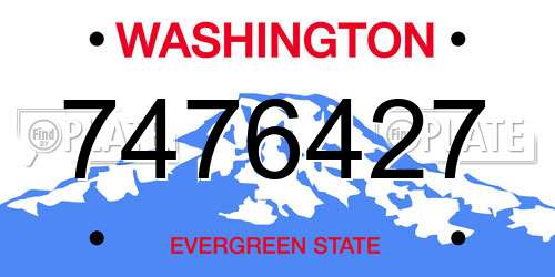 7476427 Washington License Plate