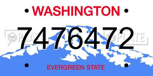 7476472 Washington License Plate
