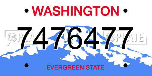 7476477 Washington License Plate