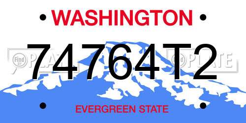 74764T2 Washington License Plate