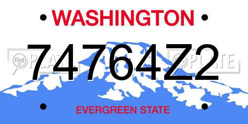 74764Z2 Washington License Plate