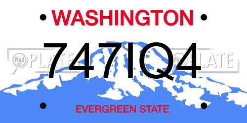 747IQ4 Washington License Plate