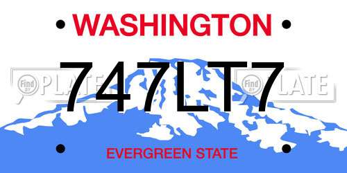 747LT7 Washington License Plate