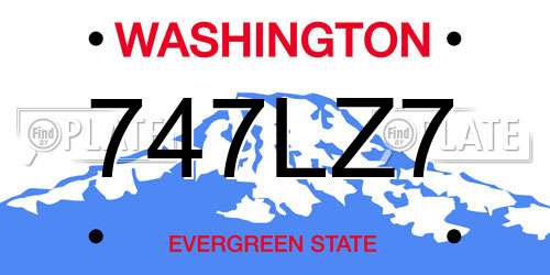 747LZ7 Washington License Plate