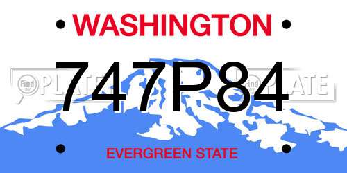 747P84 Washington License Plate
