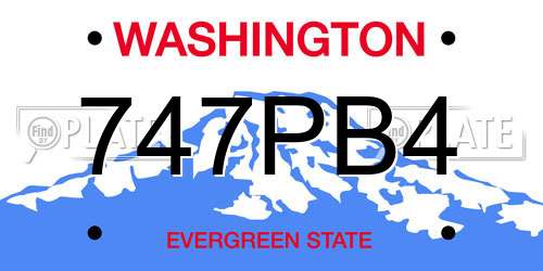 747PB4 Washington License Plate