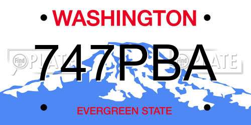 747PBA Washington License Plate