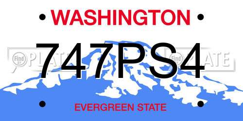 747PS4 Washington License Plate
