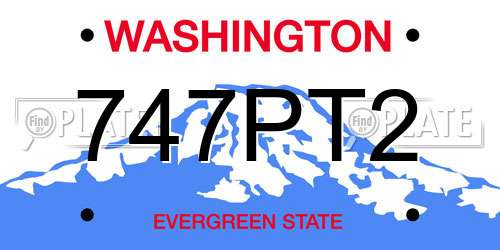 747PT2 Washington License Plate
