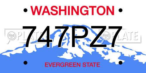 747PZ7 Washington License Plate