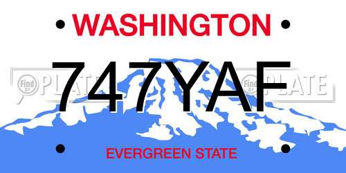 747YAF Washington License Plate