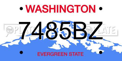7485BZ Washington License Plate