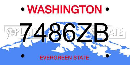 7486ZB Washington License Plate