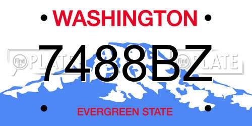 7488BZ Washington License Plate