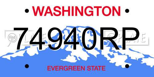 74940RP Washington License Plate