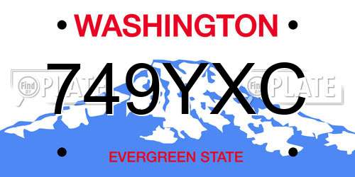 749YXC Washington License Plate