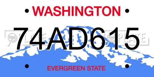 74AD615 Washington License Plate