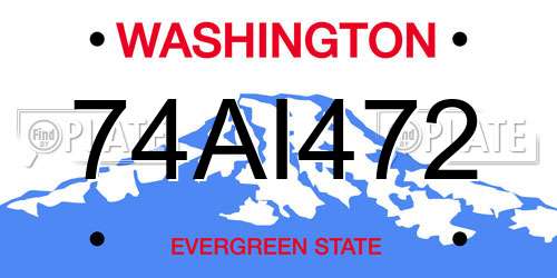 74AI472 Washington License Plate