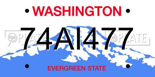 74AI477 Washington License Plate