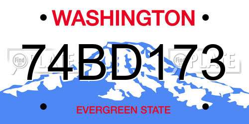 74BD173 Washington License Plate