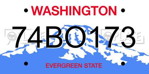 74BO173 Washington License Plate