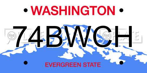 74BWCH Washington License Plate
