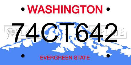 74CT642 Washington License Plate