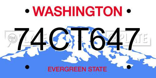 74CT647 Washington License Plate