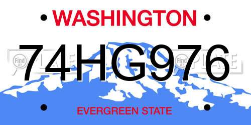 74HG976 Washington License Plate