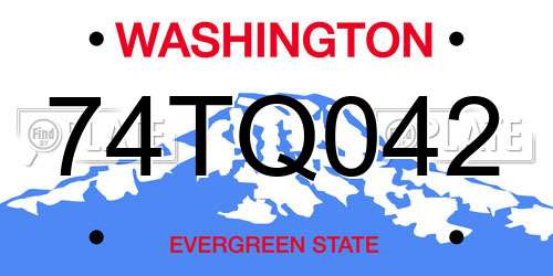 74TQ042 Washington License Plate