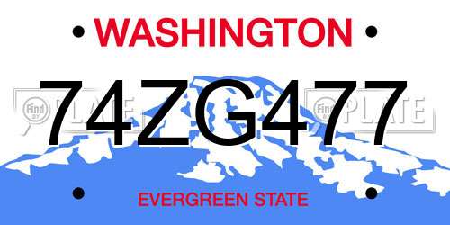 74ZG477 Washington License Plate