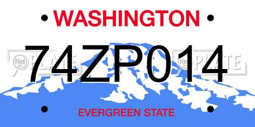 74ZP014 Washington License Plate