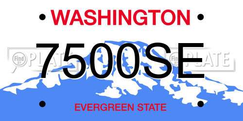 7500SE Washington License Plate