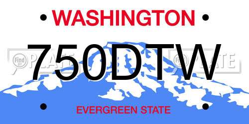 750DTW Washington License Plate