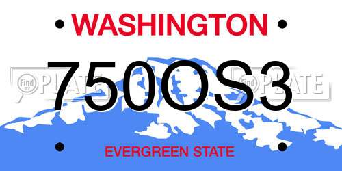 750OS3 Washington License Plate