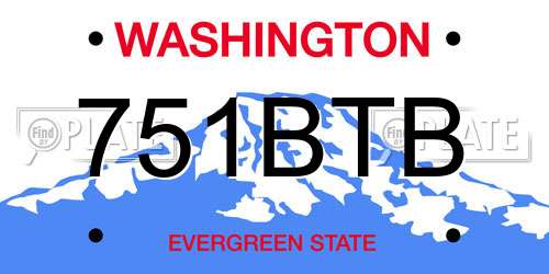 751BTB Washington License Plate