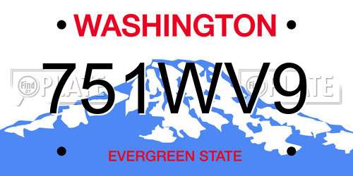 751WV9 Washington License Plate