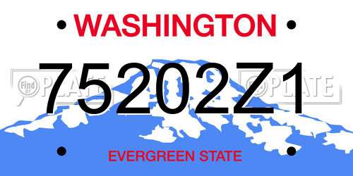 75202Z1 Washington License Plate