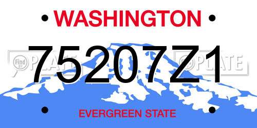 75207Z1 Washington License Plate