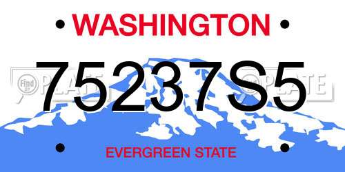 75237S5 Washington License Plate