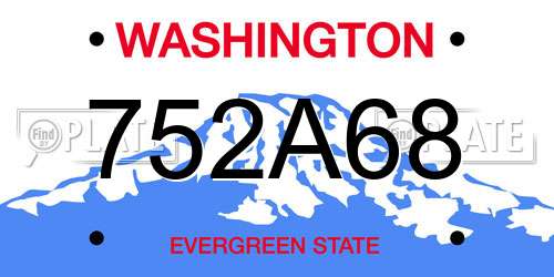 752A68 Washington License Plate