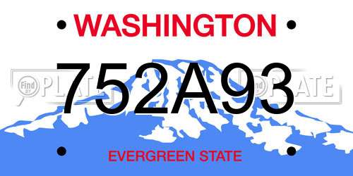 752A93 Washington License Plate