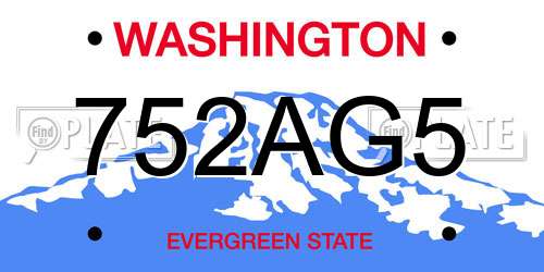 752AG5 Washington License Plate